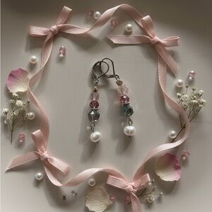 Chic Pink and Silver Beaded Earrings